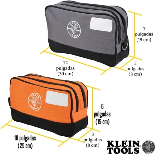 Vista 3 de Klein Tools Bolsa de herramientas, compartimentos dobles, organizador de bolsas de herramientas de alta resistencia, bolsa multiusos