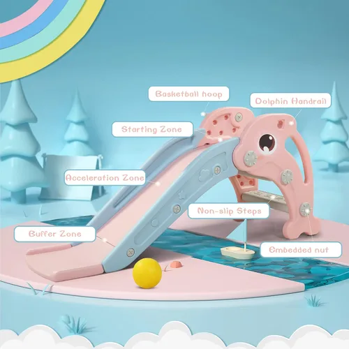 Vista 5 de TOBBI - Tobogán para niños, para interiores y exteriores Rosa