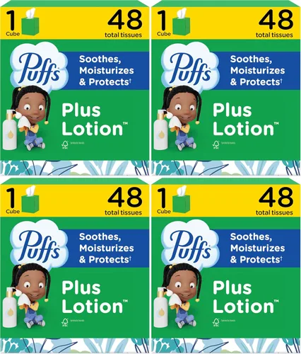 Vista 17 de Puffs Plus Loción Facial Tissue, 1 caja de cubo, 48 pañuelos por caja