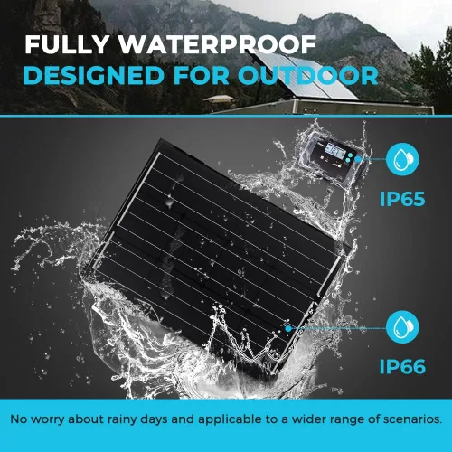 Vista 7 de Renogy - Panel solar portátil de 100 vatios y 12 voltios con controlador de carga impermeable de 20 A, maletín solar plegable de 100 W con soporte