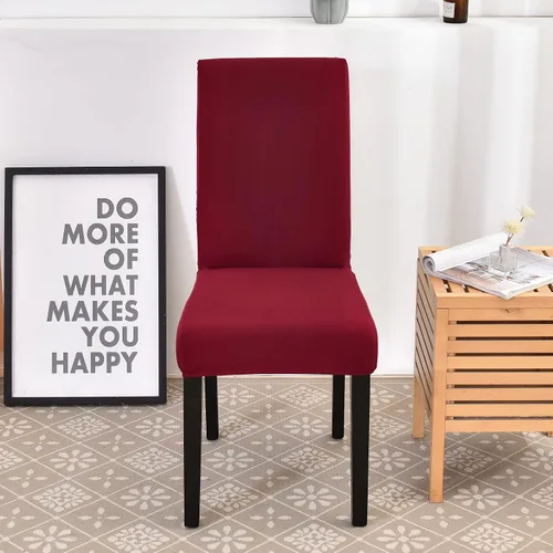 Vista 4 de HZDHCLH Juego de 4 fundas para sillas de comedor color burdeos, fundas elásticas de elastano para sillas Parsons, paquete de 4, fundas de asiento