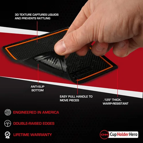 Vista 3 de CupHolderHero Compatible con accesorios Dodge Challenger 2015-2024 - Insertos de portavasos antideslizantes antipolvo, tapetes para consola central