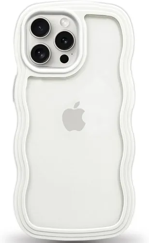Vista 24 de Anuck Funda para iPhone 13 Pro con borde ondulado, diseño trasero transparente, agarre antideslizante, forma de marco rizado ondulado, a prueba