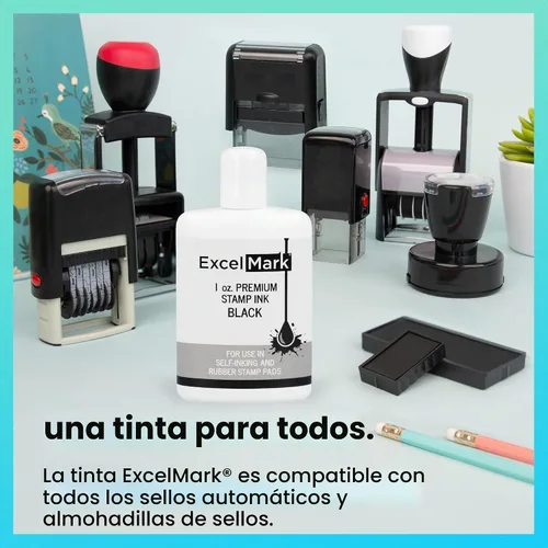 Vista 3 de ExcelMark Premium - Tinta de recambio para sellos autoentintados - 1 onza (Negro)