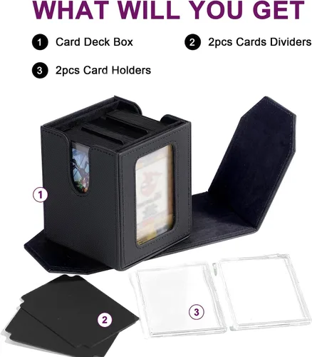 Vista 2 de Caja de almacenamiento de mazos Scimi Commander con pantalla doble — Diseño patentado con capacidad para 130 cartas de manga doble/100 cartas