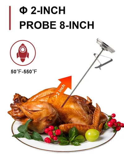 Vista 3 de Termómetro de caramelo/freír profundo con lectura instantánea, termómetro de aceite, termómetro de carne con pincho de acero inoxidable de 20,3 cm