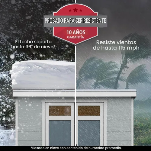 Vista 4 de Handy Home Products Highland Cobertizo de Almacenamiento de Madera Moderno de 8 x 6 pies con Kit de Piso y Techo Palram - No Incluye Pintura