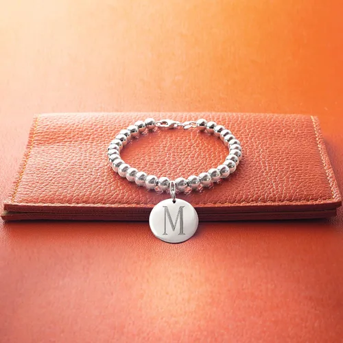 Vista 9 de Ross-Simons Pulsera italiana de plata de ley de 0236in con dije de disco personalizado Plata de ley no conocido