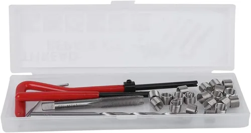 Vista 5 de Ejoyous Kit de reparación de roscas, 25 piezas de insertos de reparación de roscas M7, instalación de roscas dañadas, kit de herramientas de roscas