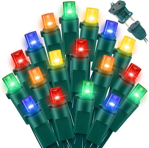 Vista 10 de LAMPHOME 100 unidades de rojo y verde - Tira de luces - 21.6 pies de luces LED de Navidad, mini luces LED para decoración de interiores, exteriores