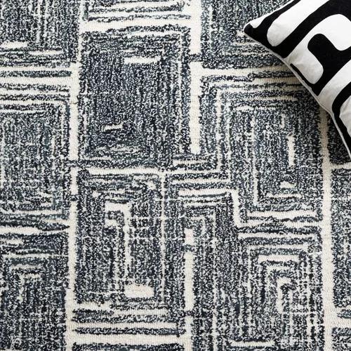 Vista 8 de SAFAVIEH Metro Collection - Alfombra de pasillo de 2 pies 3 pulgadas x 9 pies, color negro y marfil, diseño floral, lana hecha a mano, ideal