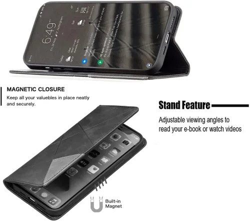 Vista 2 de jioeuinly ATT Motivate 2 - Funda compatible con ATT Motivate 2, funda con soporte abatible y cierre magnético DJS