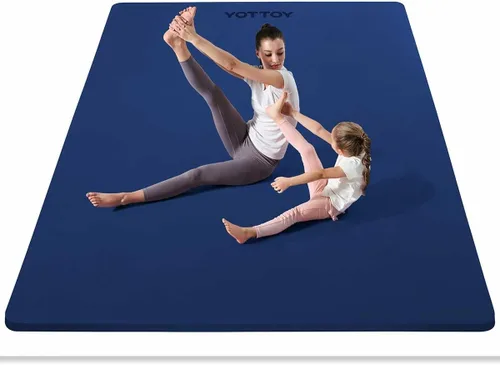 Vista 10 de YOTTOY Tapete de yoga grande (75 x 52 x 1/2 pulgadas), tapete de ejercicio TPE extra ancho, tapete de entrenamiento antideslizante para pilates