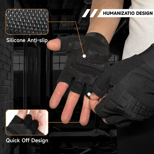 Vista 3 de VWX - Guantes de entrenamiento antideslizantes con palma de gel para hombres y mujeres, con tela que absorbe el sudor para gimnasio, levantamiento