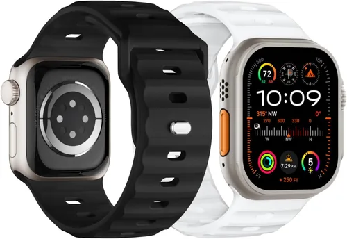 Vista 12 de Correa deportiva compatible con Apple Watch Ultra 2 Band de 1.929 in 1.811 in 1.772 in 1.732 in 1.654 in para hombres, correas de silicona suave