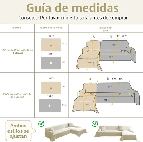 Vista 8 de Fundas para sofá seccional, juego de 2 piezas para sofás en forma de L, protector de muebles lavable y apto para mascotas, manta de chenilla
