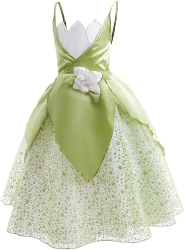 Vista 3 de Dressy Daisy Disfraz de princesa de rana para niñas pequeñas, disfraz de Halloween con accesorios, verde