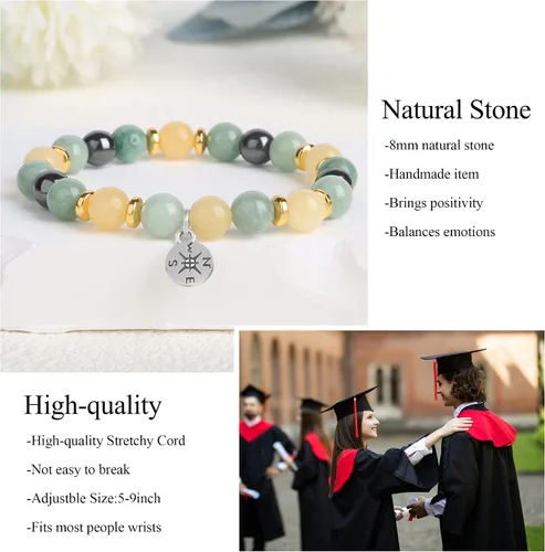 Vista 3 de Graduation Gifts for Her Him 2023, College Graduation Gifts High School Graduation Gifts for Women Men, Stretch Beads Compass Bracelet Jewelry with