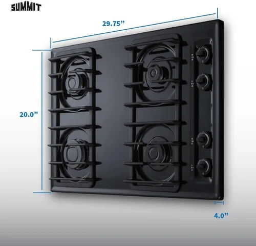 Vista 3 de Summit TTL053S - Placa de cocina a gas de 4 quemadores de 30 pulgadas, color negro