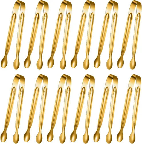 Vista 8 de Gejoy 12 Piezas Pinzas Mini Pinzas Pequeñas para Servir de Acero Inoxidable Mini para Azúcar Tabla de Charcutería Aperitivos Postre Servir Comida