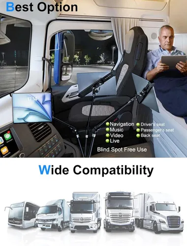 Vista 6 de Soporte para tablet para camión, con bloqueo de seguridad, riel de asiento antirrobo, soporte para tableta para automóvil/camión, soporte de iPad