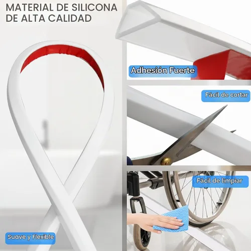 Vista 3 de Protector de agua para umbral de ducha, barrera impermeable de silicona autoadhesiva, tapón de agua, tira de sellado inferior para puerta de ducha