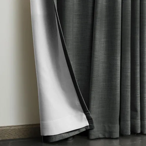 Vista 8 de Fcosie Cortinas opacas de 84 pulgadas de largo con textura de lino, con aislamiento térmico, con ojales en la parte superior con forro opaco blanco