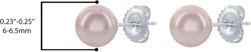 Vista 2 de Pendientes clásicos de plata de ley 925 AAA con perlas cultivadas de agua dulce rosadas - Elección de tamaño de perla