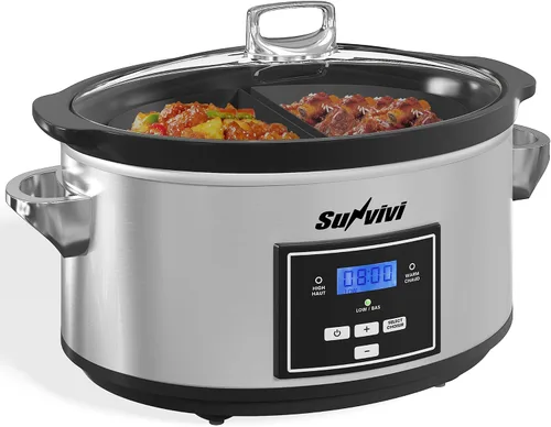 Vista 16 de Sunvivi Olla de cocción lenta de 3 cuartos de galón y mini calentador de alimentos con 3 ajustes de calefacción, olla de cerámica extraíble, tapa