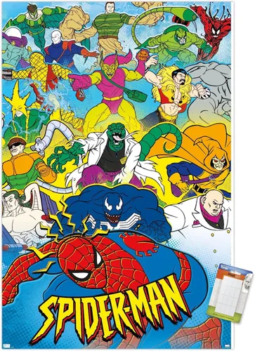 Vista 11 de Trends International Marvel Comics Spider-Man - Póster animado de pared de los años 90, 22.4 pulgadas de largo x 14.7 pulgadas, versión enmarcada