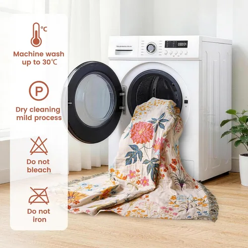 Vista 168 de MSGKV - Manta bohemia/primaveral de algodón para sofá y sala de estar, de gasa acogedora, de 50 x 60 pulgadas 50"x60" Cotton Throw, Woven Bird