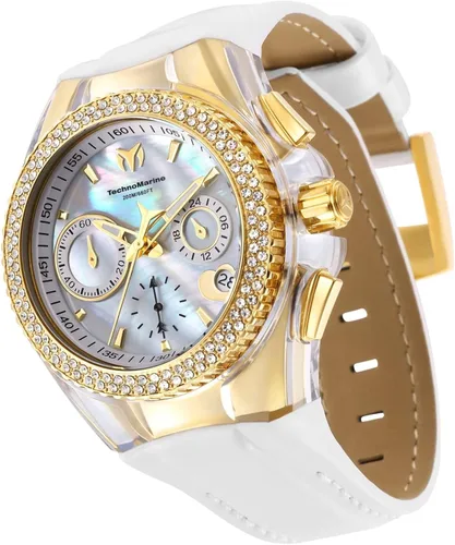 Vista 4 de TechnoMarine Reloj Cruise Valentine de cuarzo de acero inoxidable con correa de cuero blanco 26 modelo TM-117046 Blanco Reloj de cuarzo