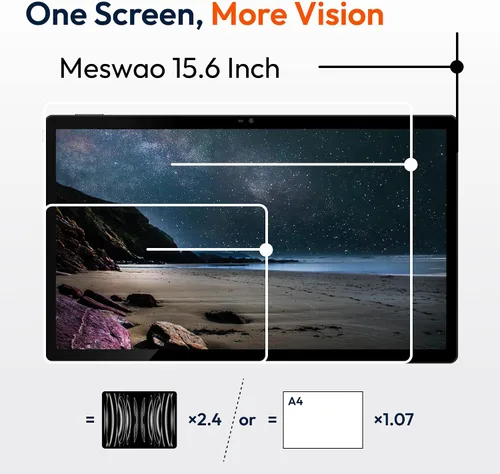 Vista 10 de 15.6 Inch Tablet, Android 16, Widevine L1, FHD IPS Display for Sheet Music 16GB Memory 256GB Storage, Helio G99 Octa-Core, 30W Fast Charging