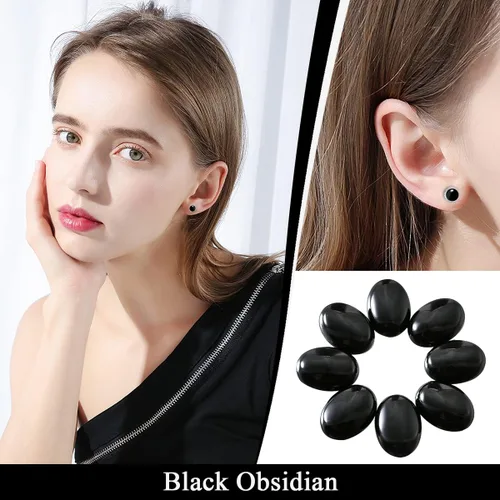 Vista 4 de SHUSUKUE Christmas Jewelry Gifts 6mm Round Gemstone Stud Earrings 925 Sterling Silver Faith Hope Love Earrings Natural Healing Crystal Jewelry for