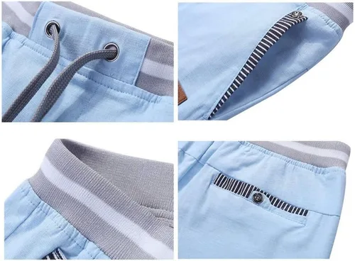 Vista 20 de JustSun Pantalones cortos para hombre, estilo casual, de algodón, con cintura elástica y bolsillos Negro