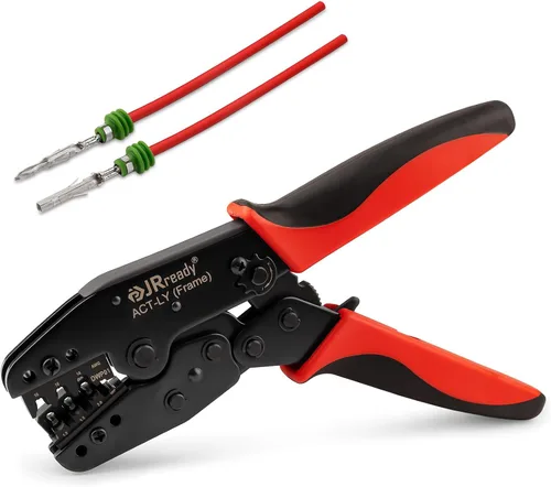 Vista 9 de JRready ACT-AD10 - Herramienta de crimpado de trinquete, crimpadora de cables de 22 a 10 AWG para conectores a tope termorretráctiles y terminales