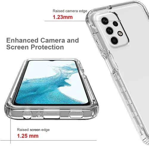 Vista 2 de Funda compatible con Galaxy A23, Samsung A23 SM-A235M con protector de pantalla de vidrio templado, cuerpo completo, a prueba de golpes