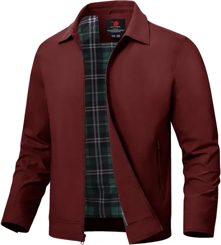 Vista 10 de TBMPOY Chaquetas ligeras para hombre, cortavientos ligeros, con cremallera completa, casual, para trabajo, golf, negocios, otoño, abrigo