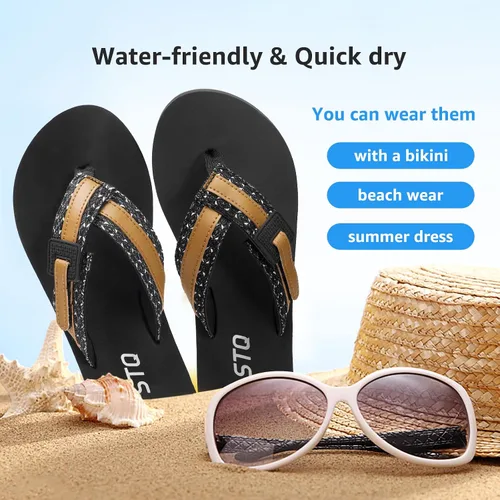 Vista 7 de STQ Sandalias ortopédicas para mujer, sandalias de playa ajustables con soporte de arco para aliviar la fascitis plantar