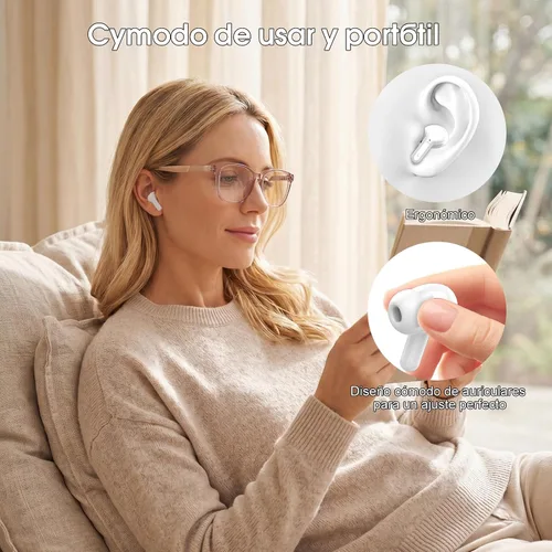 Vista 7 de Auriculares inalámbricos, Bluetooth 5.3 Auriculares estéreo de alta FG-Blanco Puro