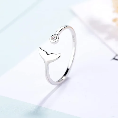 Vista 2 de Adiustable Rina Animal Rinas for Girls Dolphin Frog Cat Rabbit Elephant Fish Tail Cute Ring for Bestie