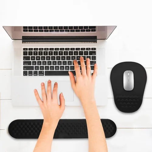 Vista 6 de Alfombrilla ergonómica para mouse y teclado con diseño de masaje, soporte de muñeca para mouse que ahorra espacio, reposamuñecas de espuma