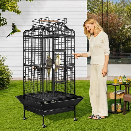 Vista 2 de Yaheetech Jaula para pájaros extra grande de 63 pulgadas con tapa de juego abierta para loros grises africanos/loro amazónico/caiques/guacamayo