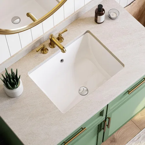 Vista 13 de HOROW Lavabo de Baño Rectangular para Montaje Inferior, Lavabo Rectangular de Vasija de 20 x 15 Pulgadas con Rebosadero, Lavabo de Cerámica Blanca