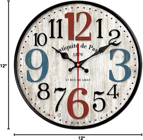 Vista 8 de YeYo Reloj de pared simple de estilo europeo de madera MDF impermeable, decoración artística silenciosa para decoración del hogar, sala de estar