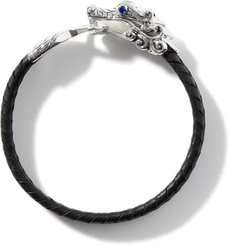 Vista 4 de John Hardy - Pulsera de plata de ley "Legends Naga" y 0.394in de cuero negro trenzado