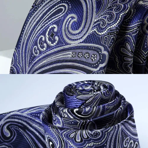 Vista 109 de HISDERN Corbatas para hombre, corbata de cachemira y bolsillo cuadrado tejido clásico floral para hombre, corbata de fiesta de boda