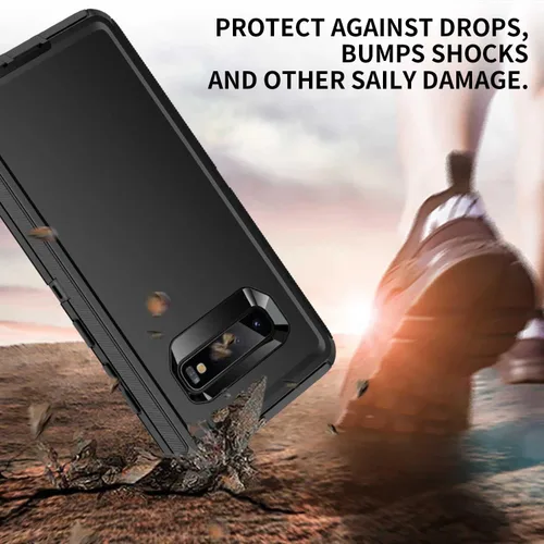 Vista 2 de Funda para Galaxy S10, [sin protector de pantalla] resistente a prueba de golpes, polvo y caídas, 3 capas de protección completa del cuerpo, funda
