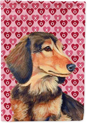 Vista 155 de Caroline's Treasures SS4484GF Bandera de jardín con diseño de bulldog inglés y corazones para el Día de San Valentín, bandera decorativa para patio