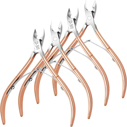 Vista 11 de Paquete de 4 pinzas de cutículas, recortadora de cutículas de acero inoxidable de alta calidad para manicura y pedicura en el hogar, spa/salón